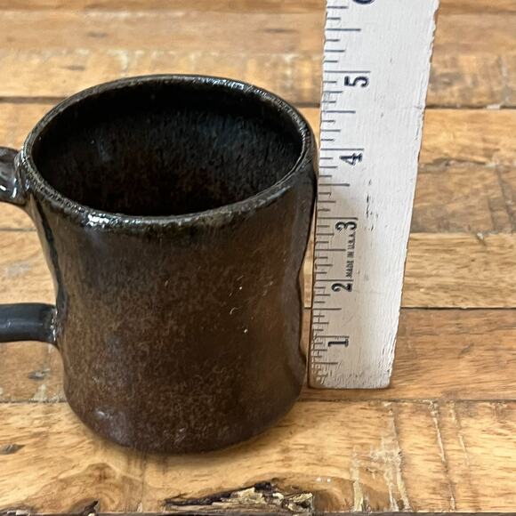 Studio Art Pottery Mug 4" Tall Stoneware Blue Brown Ombre Speckled - Picture 7 of 8